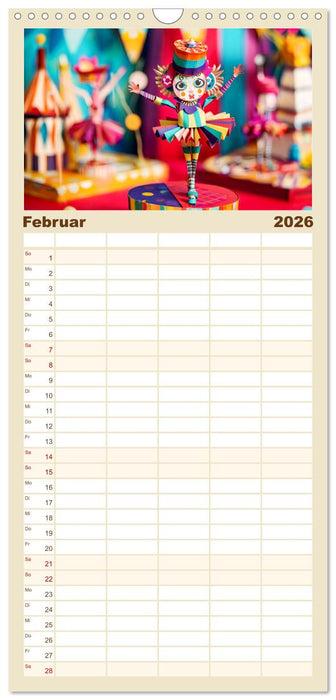 Bunter Origami Zirkus - Farbenfroher Zirkusspaß mit Origami-Figuren (CALVENDO Familienplaner 2026)