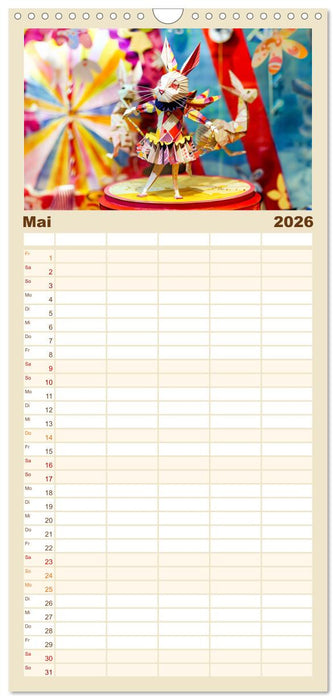 Bunter Origami Zirkus - Farbenfroher Zirkusspaß mit Origami-Figuren (CALVENDO Familienplaner 2026)