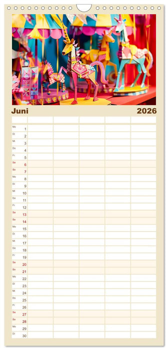 Bunter Origami Zirkus - Farbenfroher Zirkusspaß mit Origami-Figuren (CALVENDO Familienplaner 2026)