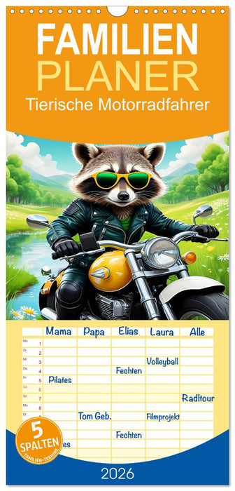 Tierische Motorradfahrer (CALVENDO Familienplaner 2026)