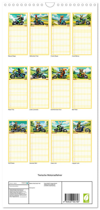 Tierische Motorradfahrer (CALVENDO Familienplaner 2026)