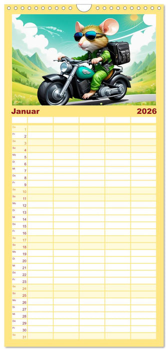 Tierische Motorradfahrer (CALVENDO Familienplaner 2026)