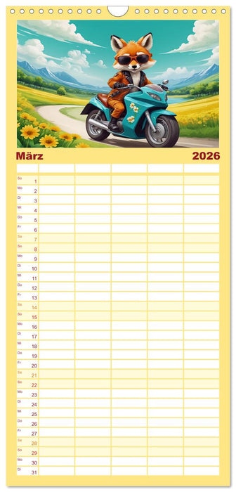 Tierische Motorradfahrer (CALVENDO Familienplaner 2026)