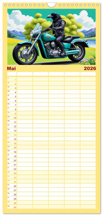 Tierische Motorradfahrer (CALVENDO Familienplaner 2026)