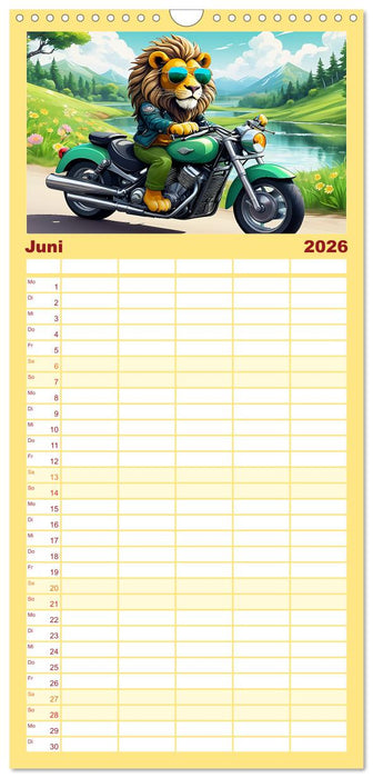 Tierische Motorradfahrer (CALVENDO Familienplaner 2026)