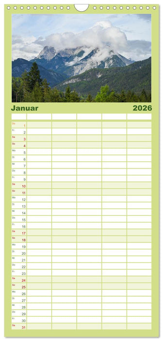 Alpenwelten-Zwischen Wetterstein und Karwendel (CALVENDO Familienplaner 2026)