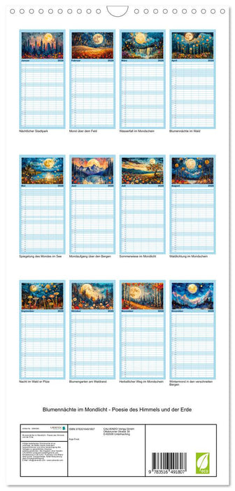 Blumennächte im Mondlicht - Poesie des Himmels und der Erde (CALVENDO Familienplaner 2026)