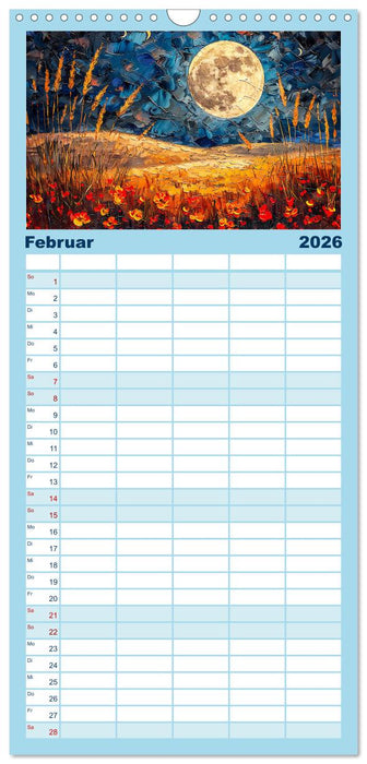 Blumennächte im Mondlicht - Poesie des Himmels und der Erde (CALVENDO Familienplaner 2026)