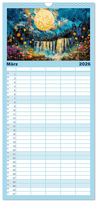 Blumennächte im Mondlicht - Poesie des Himmels und der Erde (CALVENDO Familienplaner 2026)
