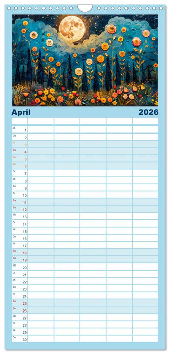 Blumennächte im Mondlicht - Poesie des Himmels und der Erde (CALVENDO Familienplaner 2026)