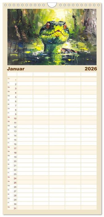 Schlangen. Faszination Reptilien. Kunstvolle Paintings (CALVENDO Familienplaner 2026)