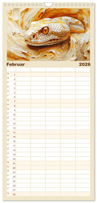 Schlangen. Faszination Reptilien. Kunstvolle Paintings (CALVENDO Familienplaner 2026)