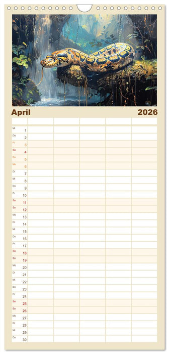 Schlangen. Faszination Reptilien. Kunstvolle Paintings (CALVENDO Familienplaner 2026)