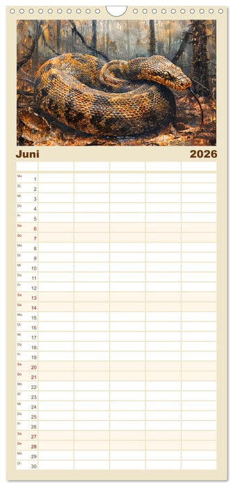 Schlangen. Faszination Reptilien. Kunstvolle Paintings (CALVENDO Familienplaner 2026)