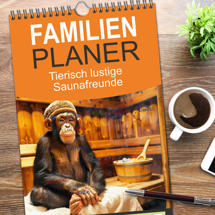 Tierisch lustige Saunafreunde (CALVENDO Familienplaner 2026)