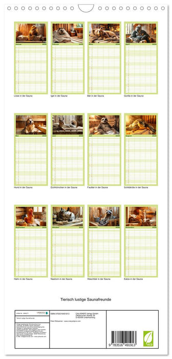 Tierisch lustige Saunafreunde (CALVENDO Familienplaner 2026)