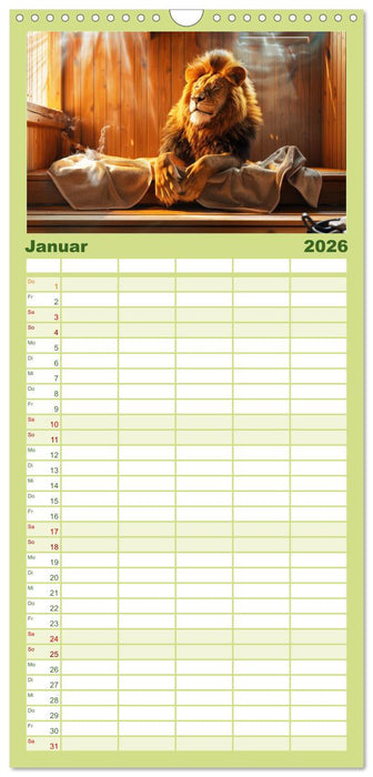 Tierisch lustige Saunafreunde (CALVENDO Familienplaner 2026)