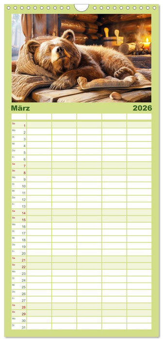 Tierisch lustige Saunafreunde (CALVENDO Familienplaner 2026)