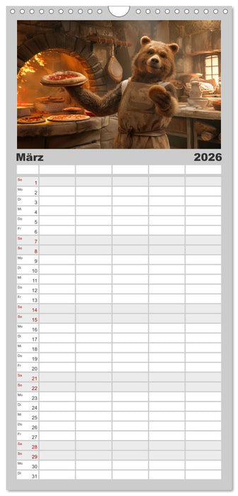 Tierisch lustige Pizzabäcker (CALVENDO Familienplaner 2026)