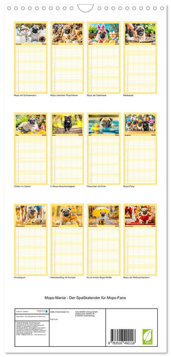Mops-Mania - Der Spaßkalender für Mops-Fans (CALVENDO Familienplaner 2026)