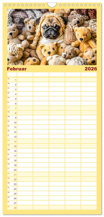 Mops-Mania - Der Spaßkalender für Mops-Fans (CALVENDO Familienplaner 2026)