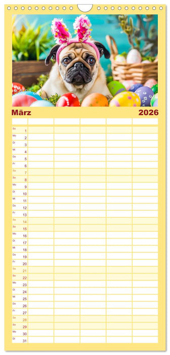 Mops-Mania - Der Spaßkalender für Mops-Fans (CALVENDO Familienplaner 2026)