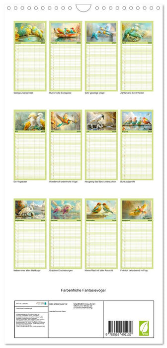 Farbenfrohe Fantasievögel (CALVENDO Familienplaner 2026)