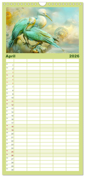 Farbenfrohe Fantasievögel (CALVENDO Familienplaner 2026)