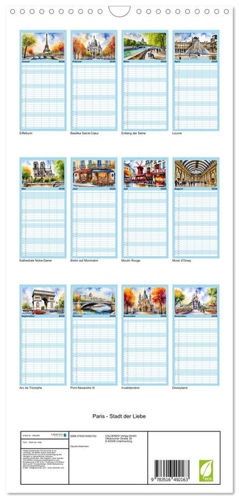 Paris - Stadt der Liebe (CALVENDO Familienplaner 2026)