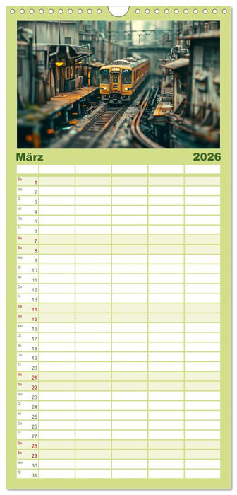 Miniaturwelt Eisenbahn - Zug um Zug ins Abenteuer (CALVENDO Familienplaner 2026)