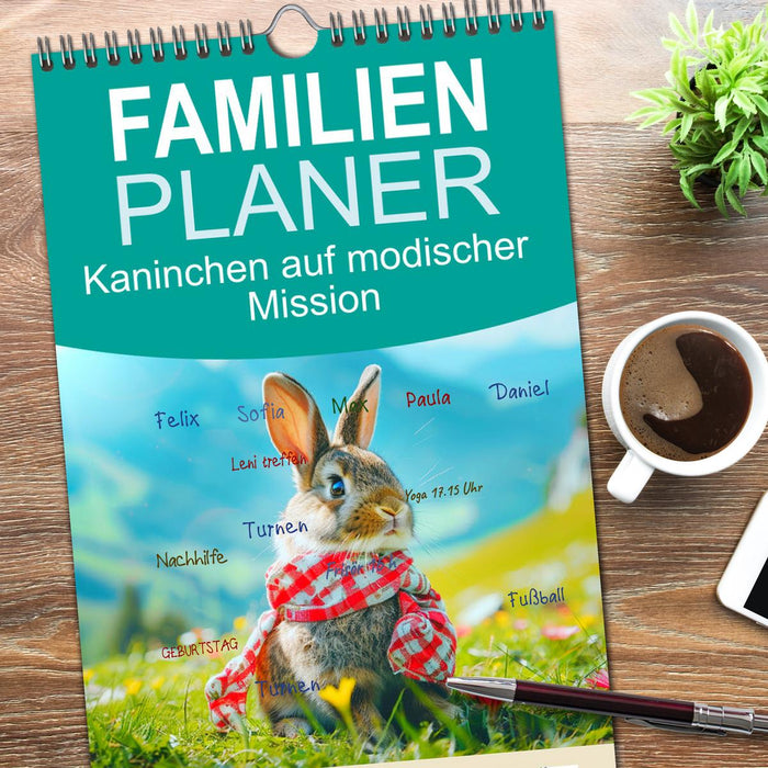 Kaninchen auf modischer Mission (CALVENDO Familienplaner 2026)