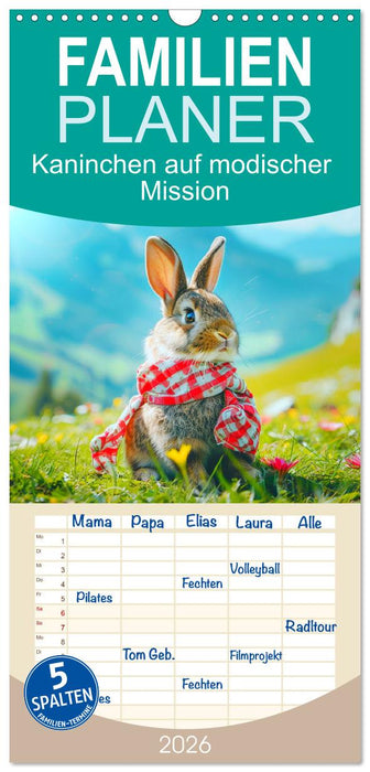 Kaninchen auf modischer Mission (CALVENDO Familienplaner 2026)