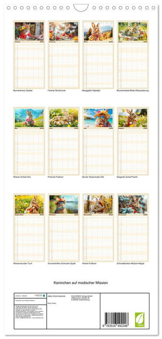 Kaninchen auf modischer Mission (CALVENDO Familienplaner 2026)