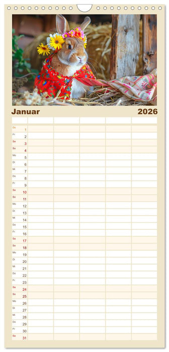 Kaninchen auf modischer Mission (CALVENDO Familienplaner 2026)