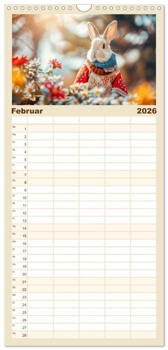 Kaninchen auf modischer Mission (CALVENDO Familienplaner 2026)
