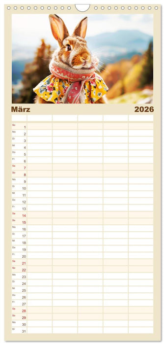 Kaninchen auf modischer Mission (CALVENDO Familienplaner 2026)
