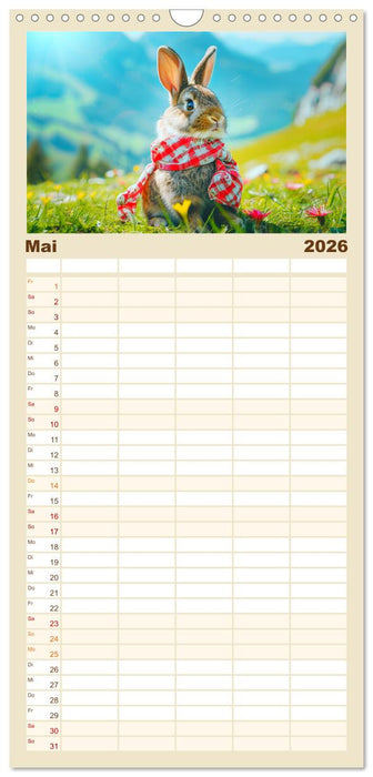 Kaninchen auf modischer Mission (CALVENDO Familienplaner 2026)