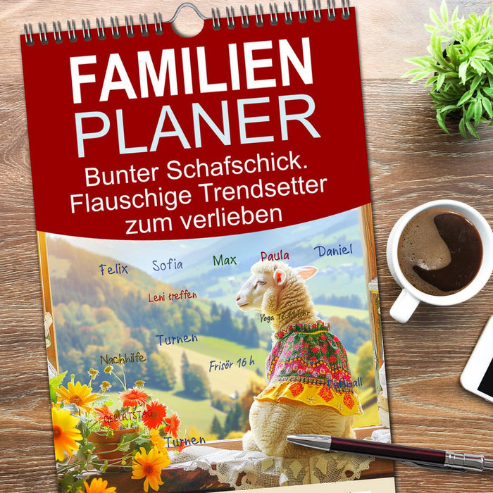 Bunter Schafschick. Flauschige Trendsetter zum verlieben (CALVENDO Familienplaner 2026)