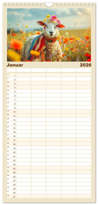 Bunter Schafschick. Flauschige Trendsetter zum verlieben (CALVENDO Familienplaner 2026)