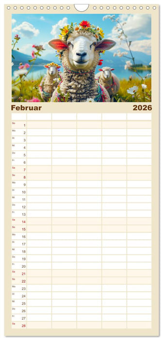 Bunter Schafschick. Flauschige Trendsetter zum verlieben (CALVENDO Familienplaner 2026)