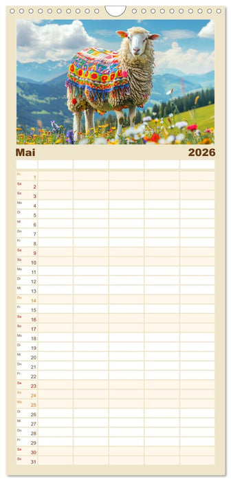 Bunter Schafschick. Flauschige Trendsetter zum verlieben (CALVENDO Familienplaner 2026)