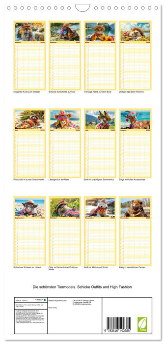 Die schönsten Tiermodels. Schicke Outfits und High Fashion (CALVENDO Familienplaner 2026)