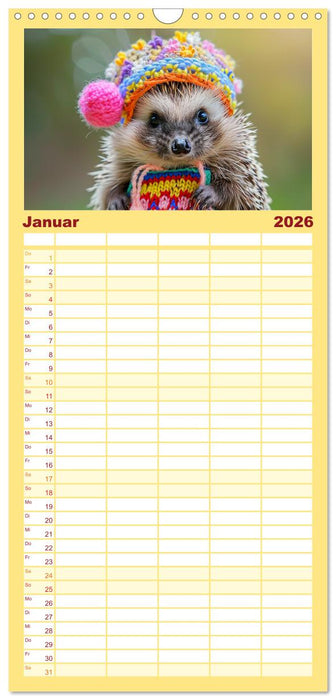 Zauberhafte Igel-Models. Blumiger Stil in der Natur (CALVENDO Familienplaner 2026)