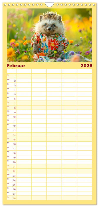 Zauberhafte Igel-Models. Blumiger Stil in der Natur (CALVENDO Familienplaner 2026)