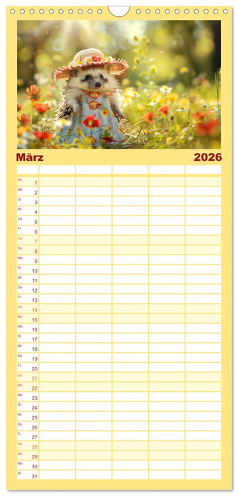 Zauberhafte Igel-Models. Blumiger Stil in der Natur (CALVENDO Familienplaner 2026)