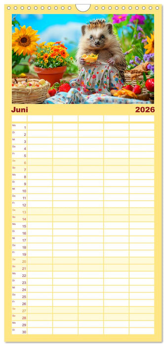 Zauberhafte Igel-Models. Blumiger Stil in der Natur (CALVENDO Familienplaner 2026)