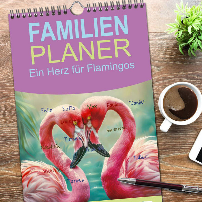 Ein Herz für Flamingos (CALVENDO Familienplaner 2026)