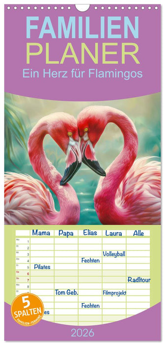 Ein Herz für Flamingos (CALVENDO Familienplaner 2026)