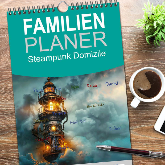 Steampunk Domizile (CALVENDO Familienplaner 2026)