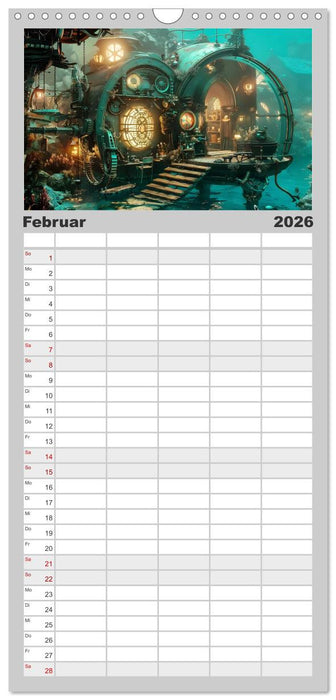 Steampunk Domizile (CALVENDO Familienplaner 2026)